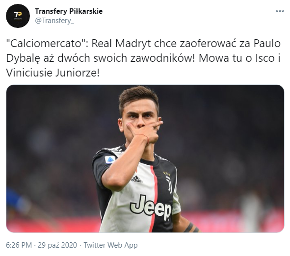 ''Calciomercato'': Real Madryt oferuje DWÓCH PIŁKARZY w zamian za Dybalę!